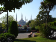 Praça em Istambul e Mesquita Azul